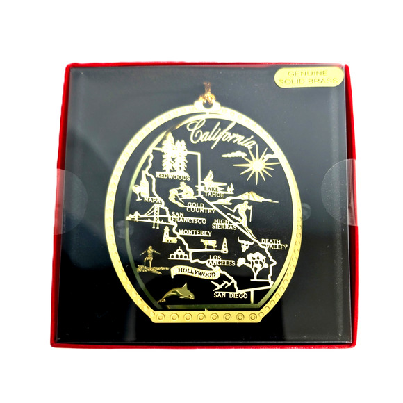 California State Landmarks Brass Ornament Redwoods Napa Lake Tahoe Hollywood - Picture 8 of 9